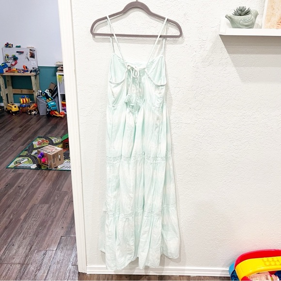 Aerie Maxi Dress Women's XXL Blue White Spaced Dyed Rope Tie Beach Cottagecore - Picture 5 of 9